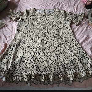 Leopard Print Ruffle Hem Dress
